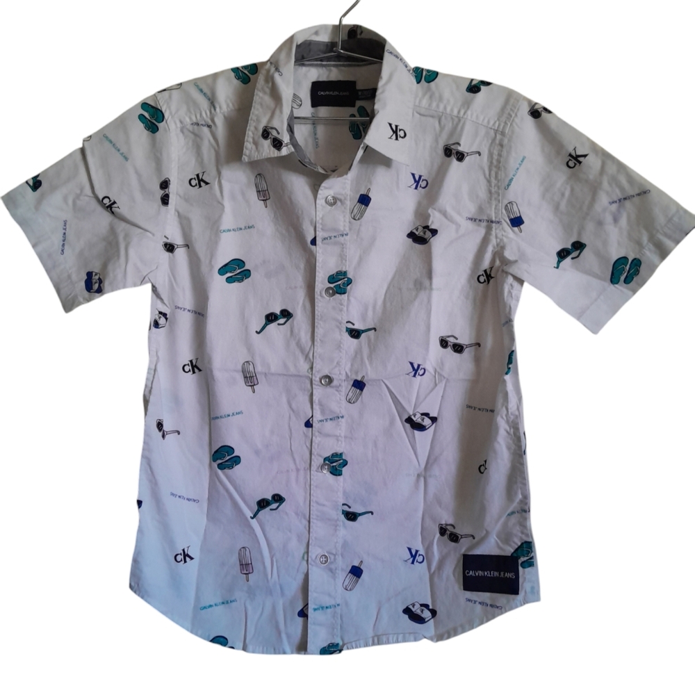Calvin Klein Boys' Short Sleeve Button Up Shirt
